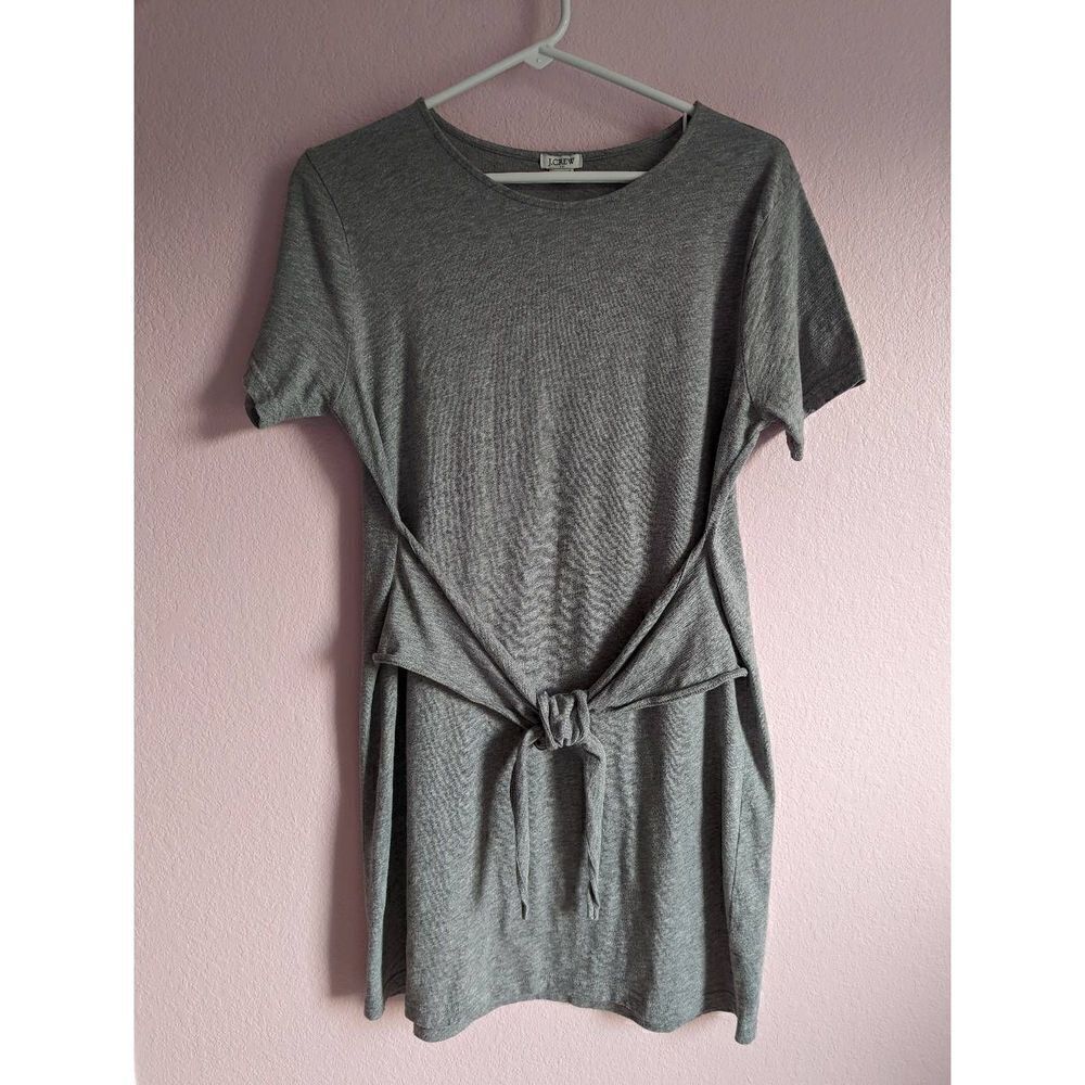 J.
Crew size Small, gray t-shirt dress with tie at waist